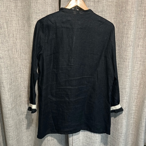 Flax brand tunic wrap, 100% linen, long sleeve black - Picture 2 of 5